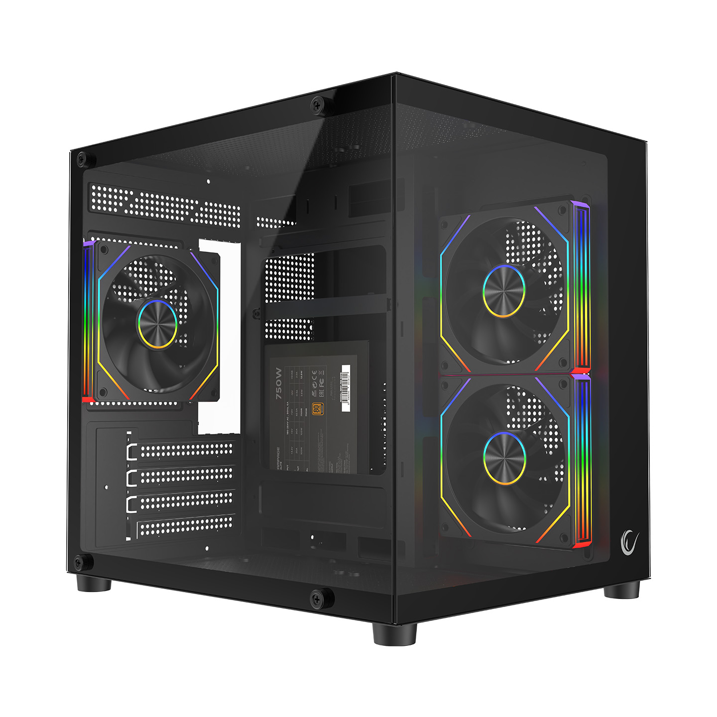 RAMPAGE LUMID 750W 80 PLUS BRONZE M-ATX TEMPERLI CAMLI 3*12CM ARGB FAN SIYAH OYUNCU KASASI